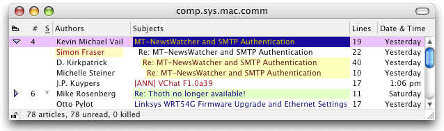 Mt Newswatcher Filter Articles